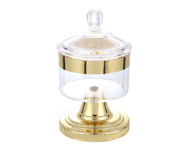 8 3/4" x 5 1/4" Acrylic Gold Trim Apothecary Candy Storage Jar - Set of 1 8 3/4" x 5 1/4" Acrylic Gold Trim Apothecary Candy Storage Jar - Set of 1