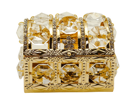 2 1/4" Gold Treasure Chest Crystal Arras Box Set with Rhinestone Flower 2 1/4" Gold Treasure Chest Crystal Arras Box Set with Rhinestone Flower