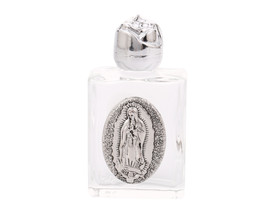 2.5" x 1 3/8" Rectangle Glass Silver Accent Guadalupe Holy Water Bottle - Pack of 12