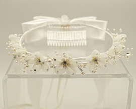 Ivory First Communion Headpiece Organza Flower Wreath  - Pack of 8
