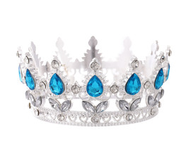 1 3/4" x 3 1/4" Silver Base Blue Rhinestones Mini King Crown