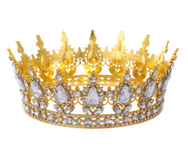 2" x 5" Gold Base Clear Rhinestones Royal King Crown