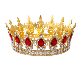 2" x 5" Gold Base Red Rhinestones Royal King Crown