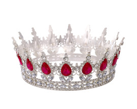 2" x 5" Silver Base Fuchsia Rhinestones Royal King Crown