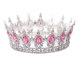 2" x 5" Silver Base Pink Rhinestones Royal King Crown