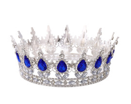 2" x 5" Silver Base Royal Blue Rhinestones Royal King Crown