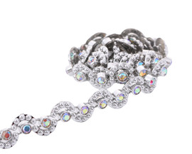 1/2" x 10 Yards Silver Plastic AB Rhinestone Trim - Pack of 1