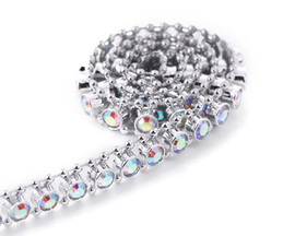 1/2" x 10 Yards Silver Plastic AB Rhinestone Belt Trim - Pack of 1