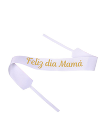 2" x 33" White "Feliz D¡a Mam " Gold Printed Grosgrain Ribbon Bouquet Banner - Pack of 12