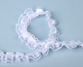1/2" x 50 Yards White Ruffled Lace Trim