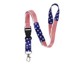 20" Long USA National Flag Key Chain Name Tag Lanyard - Pack of 12
