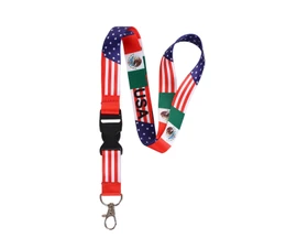 20" Long USA-Mexico Dual Flag Key Chain Name Tag Lanyard - Pack of 12