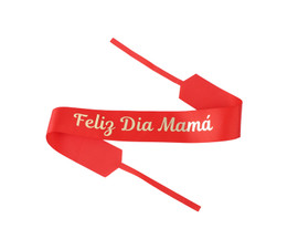 2" x 33" Red "Feliz Dia Mama" Gold Printed Grosgrain Ribbon Bouquet Banner - Pack of 12