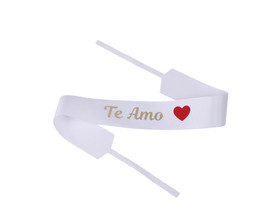 2" x 33" White "Te Amo" Printed Red Heart Grosgrain Ribbon Bouquet Banner - Pack of 12