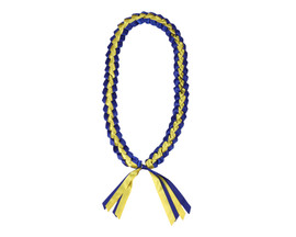 47" Royal Blue/Yellow Braided Satin Ribbon Graduation Lei - Pack of 6