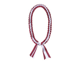 47" Burgundy/White Braided Satin Ribbon Graduation Lei - Pack of 6