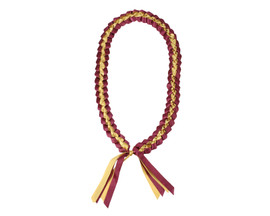 47" Burgundy/Gold Yellow  Braided Satin Ribbon Graduation Lei - Pack of 6