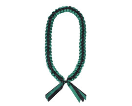 47" Hunter Green/Black Braided Satin Ribbon Graduation Lei - Pack of 6