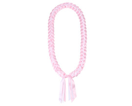 47" Pink/White Braided Satin Ribbon Graduation Lei - Pack of 6