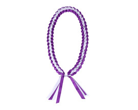 47" Purple/White Braided Satin Ribbon Graduation Lei - Pack of 6
