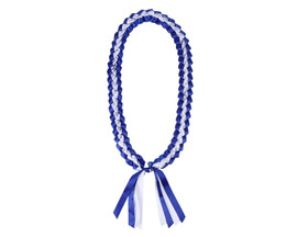 47" Royal Blue/White Braided Satin Ribbon Graduation Lei - Pack of 6