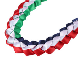47" USA-Mexico Braided Satin Ribbon Graduation Lei - Pack of 6