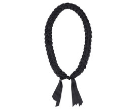 47" Black/Black Braided Grosgrain Ribbon Graduation Lei - Pack of 6