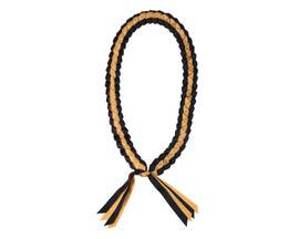 47" Black/Gold Braided Grosgrain Ribbon Graduation Lei - Pack of 6