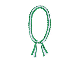 47" Emerald Green/White Braided Grosgrain Ribbon Graduation Lei - Pack of 6
