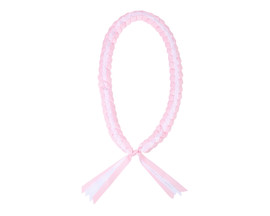 47" Pink/White Braided Grosgrain Ribbon Graduation Lei - Pack of 6