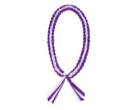47" Purple/White Braided Grosgrain Ribbon Graduation Lei - Pack of 6