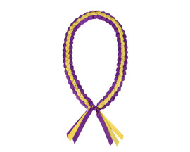 47" Purple/Yellow Braided Grosgrain Ribbon Graduation Lei - Pack of 6