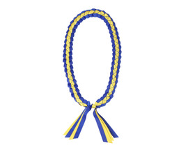 47" Royal Blue/White Braided Grosgrain Ribbon Graduation Lei - Pack of 6