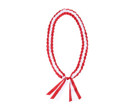 47" Red/White Braided Grosgrain Ribbon Graduation Lei - Pack of 6