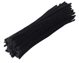 12" Black Chenille Stem DIY Craft Pipe Cleaner - Pack of 1000