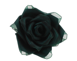 2.5" Hunter Green Satin Organza Layered Eternal Ribbon Roses - Pack of 12