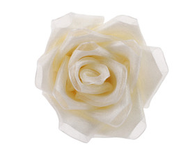 2.5" Ivory Satin Organza Layered Eternal Ribbon Roses - Pack of 12