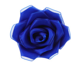 2.5" Royal Blue Satin Organza Layered Eternal Ribbon Roses - Pack of 12