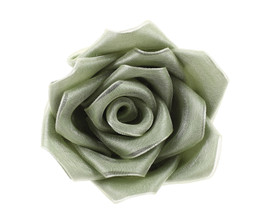 2.5" Sage Green Satin Organza Layered Eternal Ribbon Roses - Pack of 12