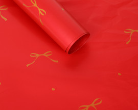 22 1/4"x22" Burgundy Ribbon Heart Gold Print Bouquet Wrapping Paper - Set of 20 Sheets