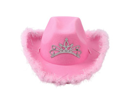 15" Hot Pink Western Cowgirl Faux Feather Edge Crown Hat - Pack of 3