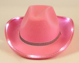 15" Pink Western Cowboy Cowgirl LED Rim Sparkly Trim Hat - Pack of 3