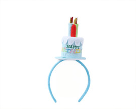 4" Blue Happy Birthday Cake Headband - Pack of 6