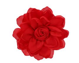 4" Red Satin Silk Knotted Center Rose Flower - Pack of 12