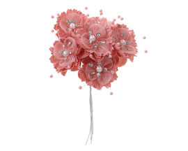 1 3/4" Blush Silk Organza Flower Pearl Spray Rhinestones - Pack of 72