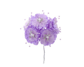 1 3/4" Lavender Silk Organza Flower Pearl Spray Rhinestones - Pack of 72
