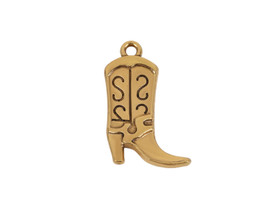 1" Gold Cowboy Boot Metal Charm Pendant - Pack of 100