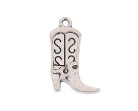 1" Silver Cowboy Boot Metal Charm Pendant - Pack of 100