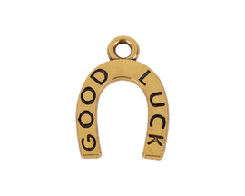 3/4" Gold Horseshoe Metal Charm Pendant - Pack of 100