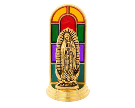 2 1/2" Gold Our Lady of Guadalupe Stained Glass Mini Statue- Pack of 12